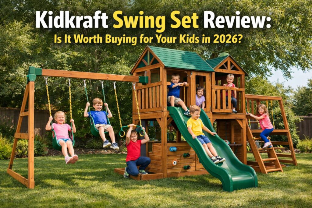 Kidkraft Swing Set from Toys UAE maintained for safe and long-lasting backyard durability
