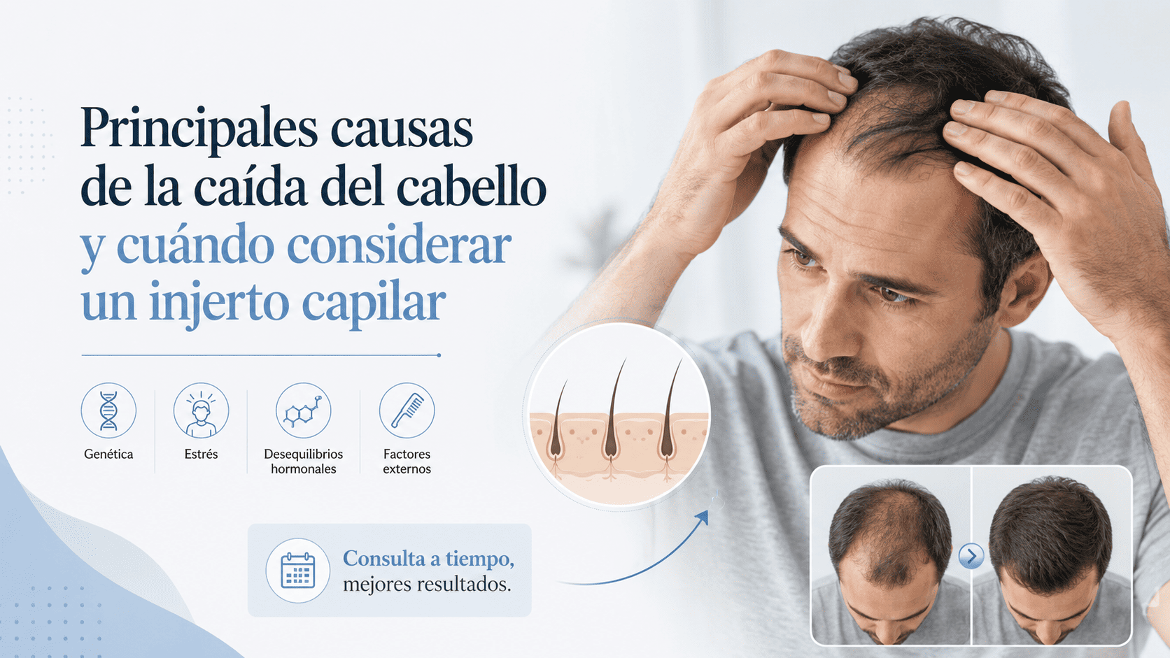 Principales causas de la caída del cabello y cuándo considerar un injerto capilar